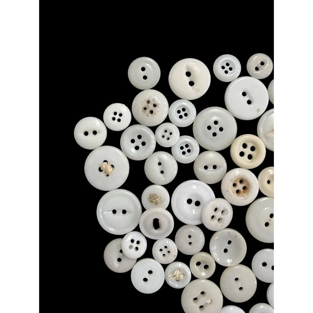 Vintage Antique White Milk Glass China Bone Sewing Buttons Lot Craft Supply